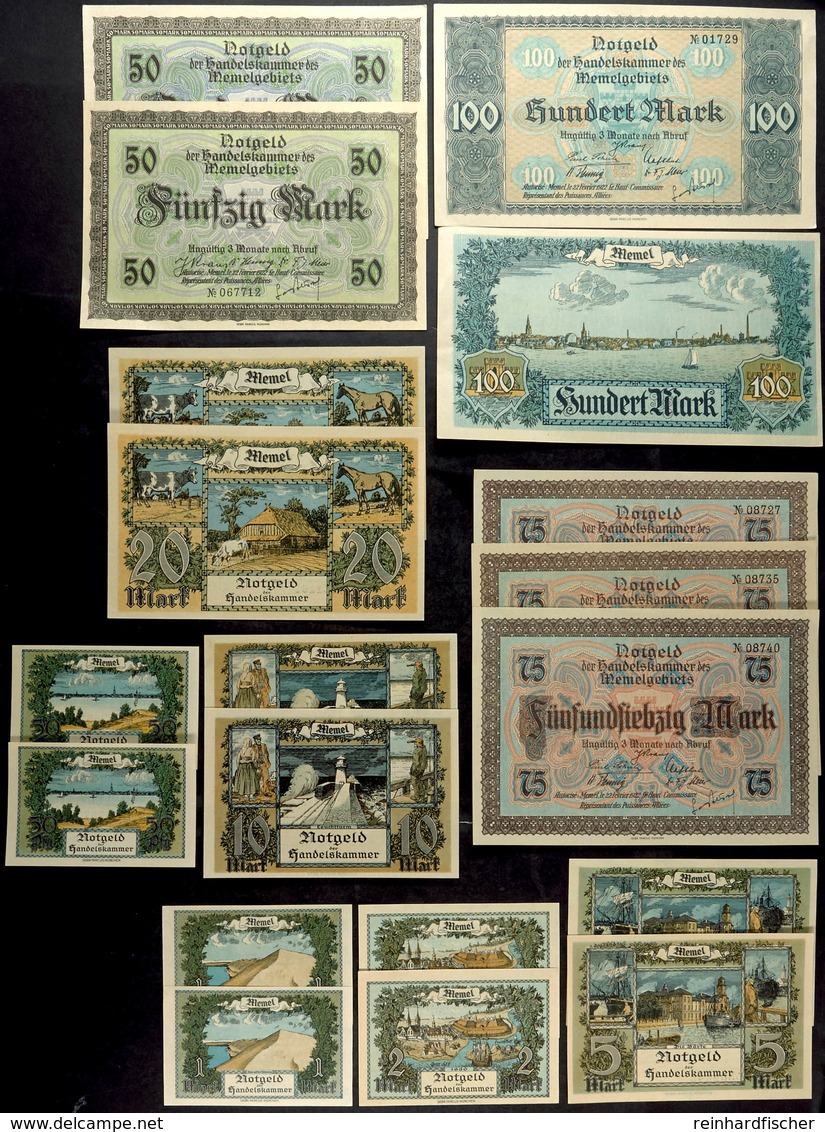 1393 Sammlung Von 19x Notgeldscheinen Der Handelskammer Des Memelgebiets, Dabei 2x 1/2 Mark, 2x 2 Mark, 2x 5 Mark, 2x 10 - Other & Unclassified