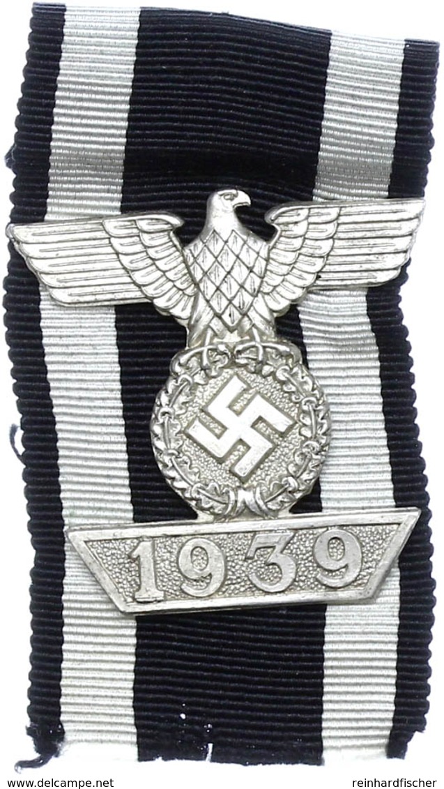 1422 Wiederholungsspange 1939 Für Das Eiserne Kreuz 2. Klasse, 2. Form, Buntmetall Versilbert, Auf Band, 2 Splinte Fehle - Sonstige & Ohne Zuordnung