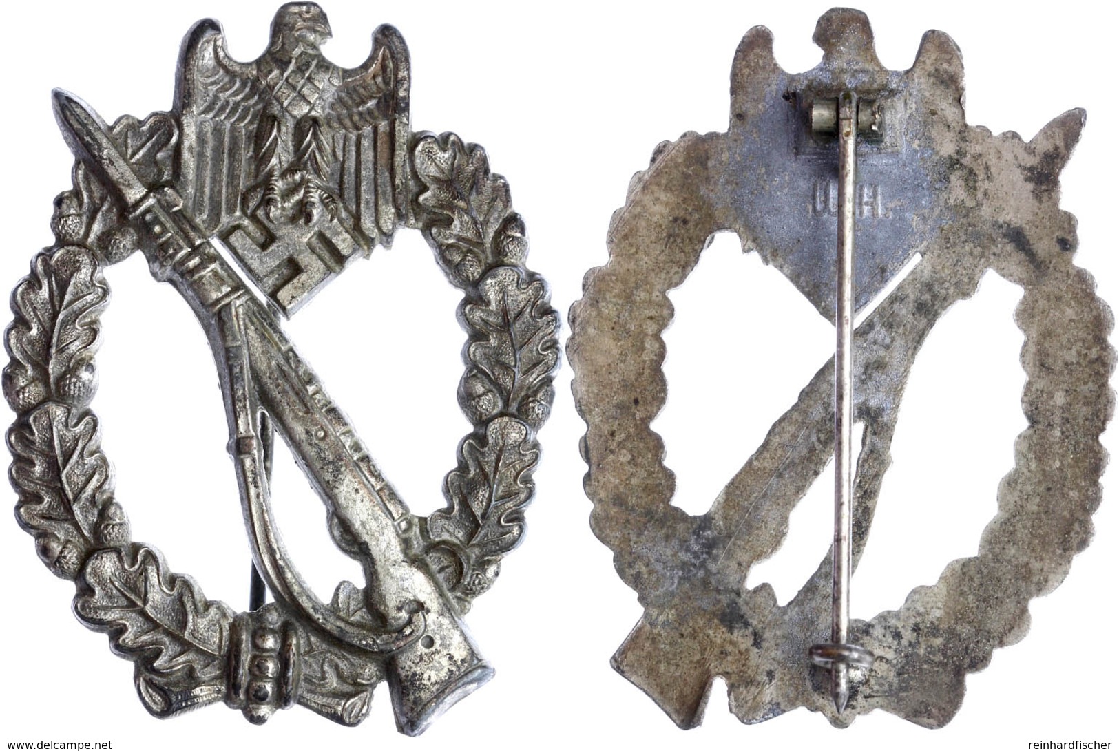 1428 Infanterie-Sturmabzeichen In Silber, Feinzink Versilbert, Rückseitig Mit Herstellermarkierung "W.H.", Zustand II.,  - Andere & Zonder Classificatie