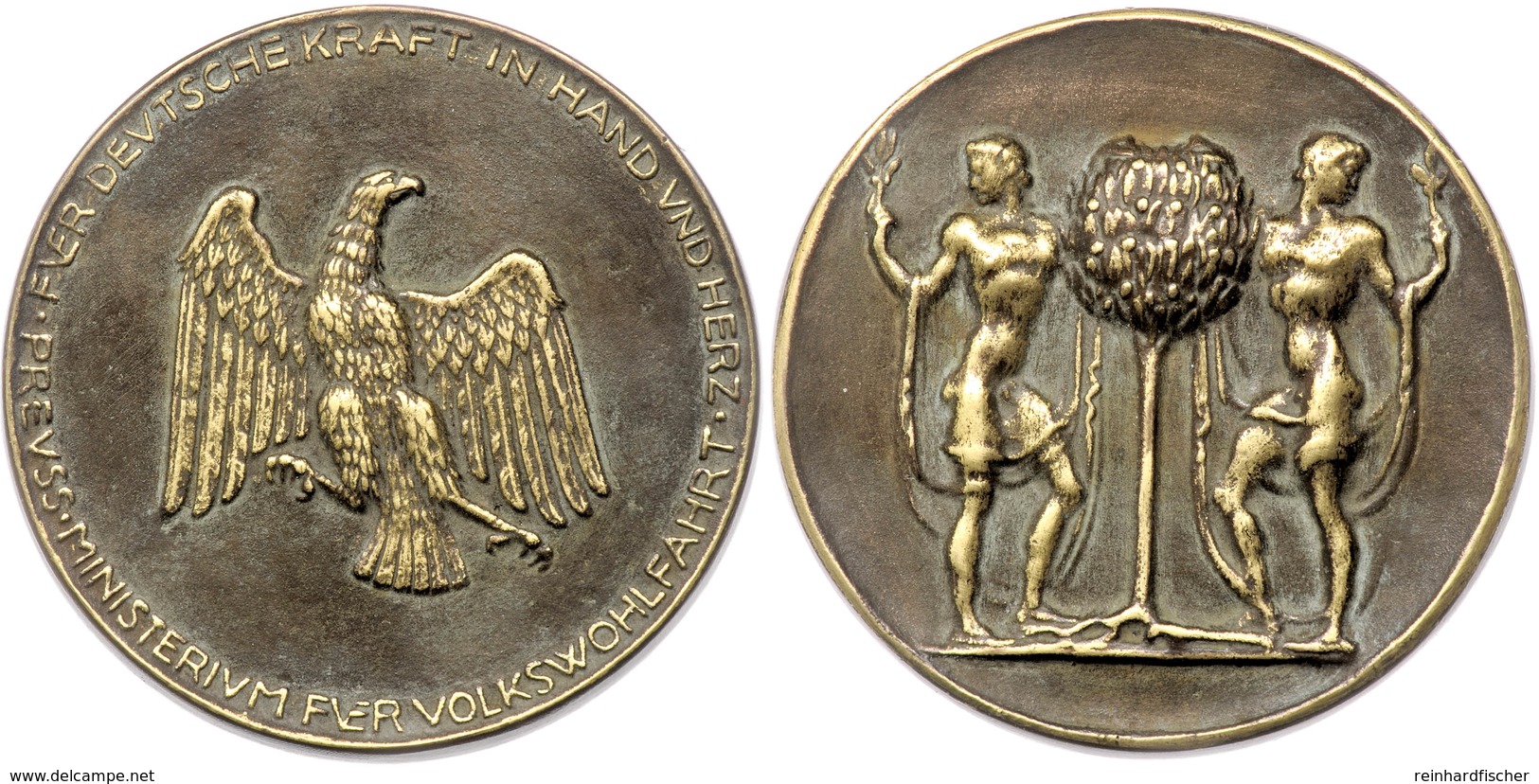 1499 Ministerium Für Volkswohlfahrt, Adler Plakette Für Verdienste In Der Jugendpflege, Hüs. 04.18.15, 351 G, 100 Mm, In - Other & Unclassified