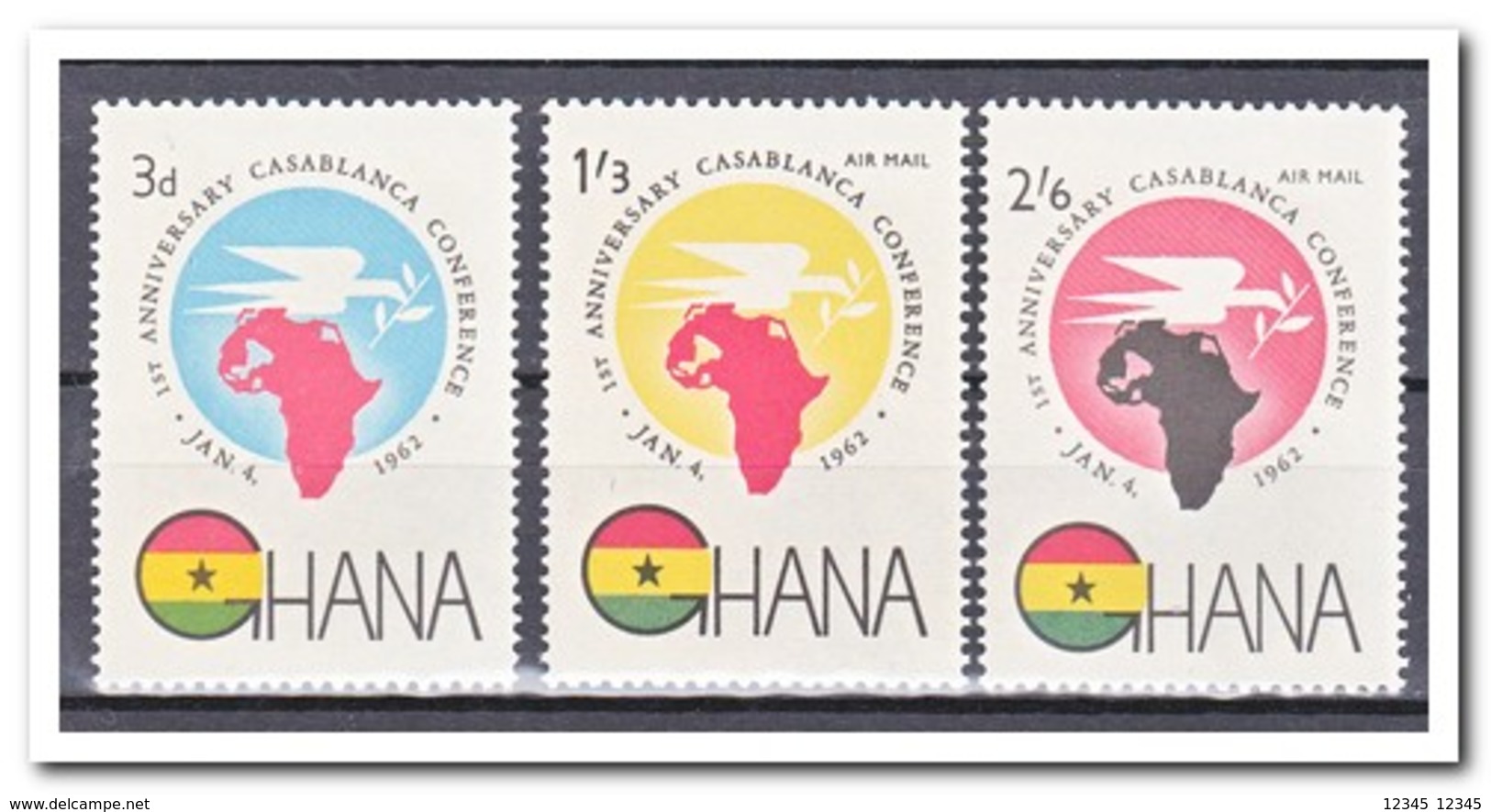 Ghana 1962, Postfris MNH, 1st Anniversary Of The Cassablanca Conference - Ghana (1957-...)