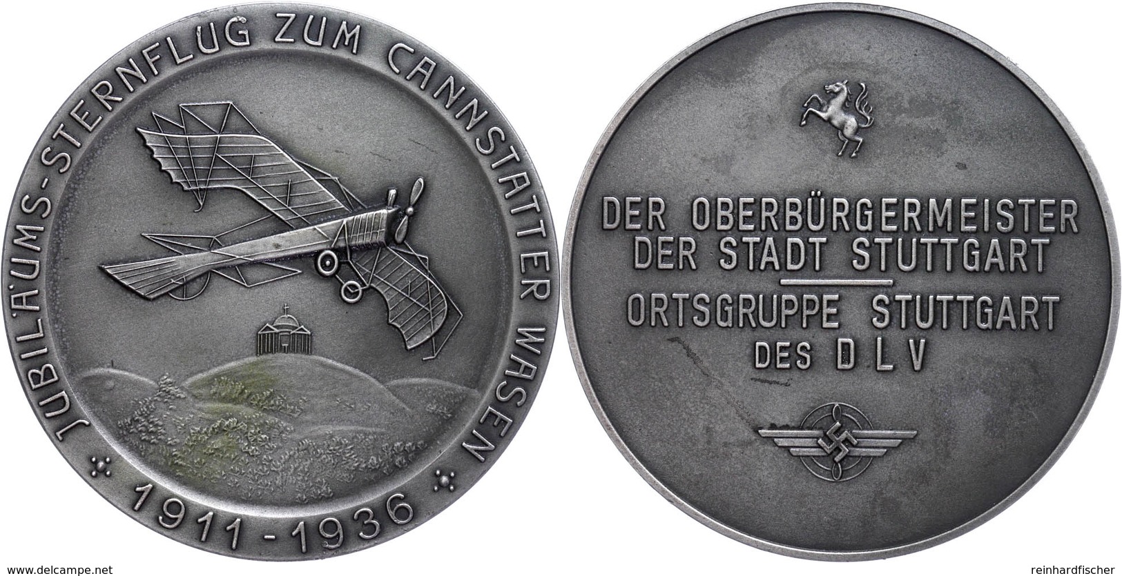 1510 DLV Stuttgart, Medaille Zum Jubiläums-Sternflug Zum Canstatter Wasen 1911-1936 Verliehen Vom Oberbürgermeister, Av: - Sonstige & Ohne Zuordnung
