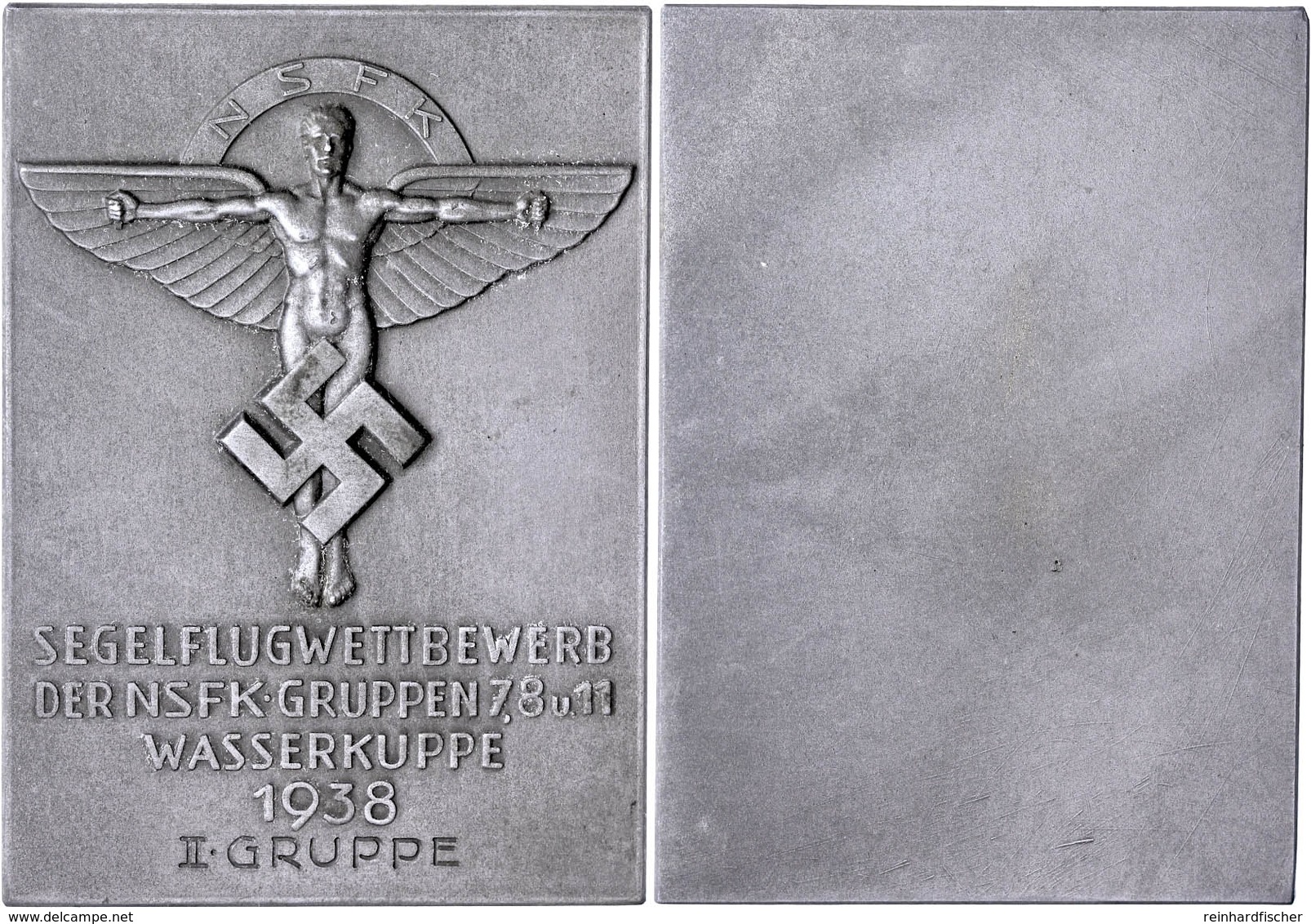 1513 NSFK, Einseitige Plakette, 1938, Segelflugwettbewerb Der NSFK-Gruppen 7, 8 U. 11 Wasserkuppe 1938 II. Gruppe, 64,3  - Sonstige & Ohne Zuordnung