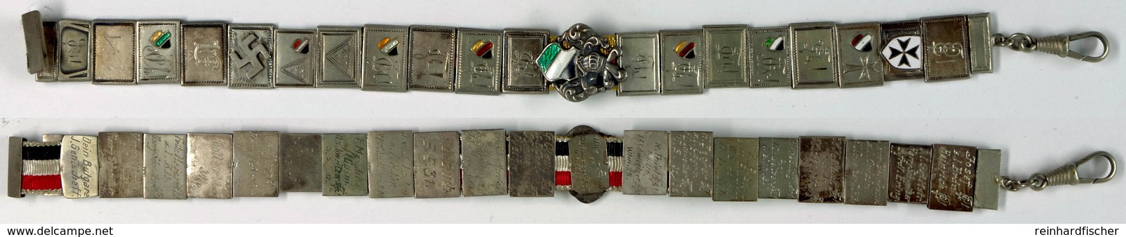 1571 Studentika Armband Oder Hängedekoration, Mit Silberplättchen, 800er Silber, Plättchen Rückseitig Graviert, Mit Aufg - Other & Unclassified