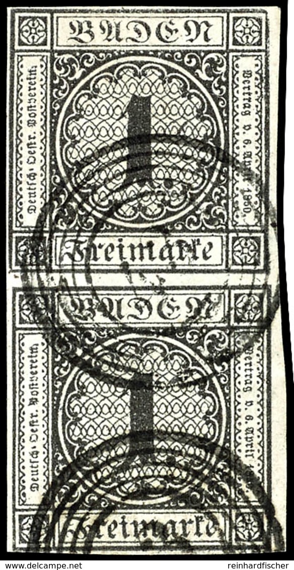 1656 1 Kreuzer Schwarz Auf Weiß, Senkrechtes Paar, Gestempelt 43 FREIBURG, Allseits Voll- Bis Breitrandig, Die Untere Ma - Andere & Zonder Classificatie