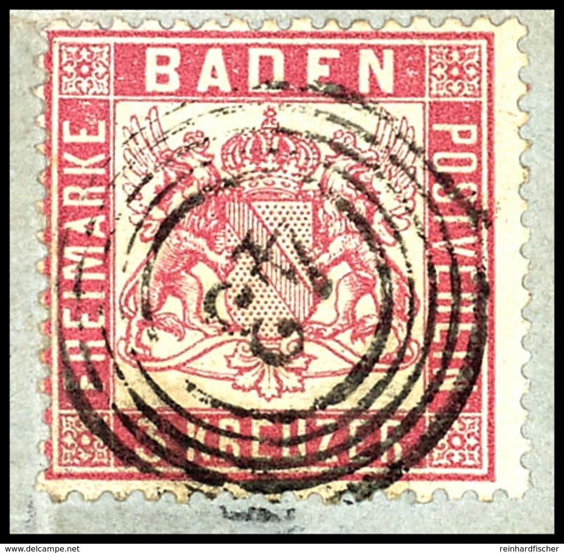 1663 3 Kr. Rosakarmin Eng Gezähnt Auf Briefstück, Zentrisch Gestempelt "43" FREIBURG, Tadellos, Kabinett, Doppelt Gepr.  - Sonstige & Ohne Zuordnung