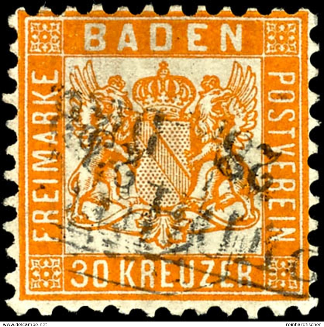 1669 30 Kr. Lebhaftgelborange, Tadellos Gestempelt Ra2 "PFORZHEIM", Ringsum Gut Gezähnt, Sehr Gut Gezähnt Und Wunderbar  - Andere & Zonder Classificatie