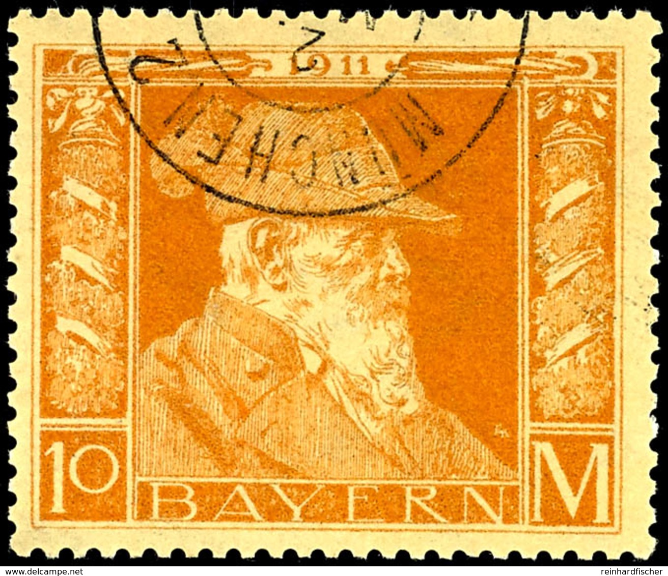 1712 10 Mark Luitpold, Type II, Gestempelt, Mi. 400,-, Katalog: 90II O - Sonstige & Ohne Zuordnung