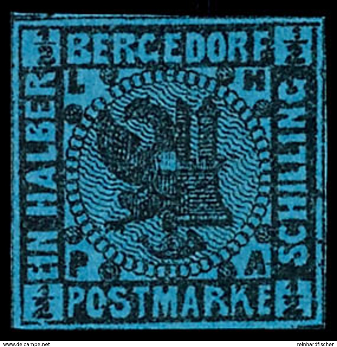 1738 1/2 Sch. Auf Blau, Tadellos Postfrisch, Kabinett, Mi. 320.-, Katalog: 1b ** - Bergedorf