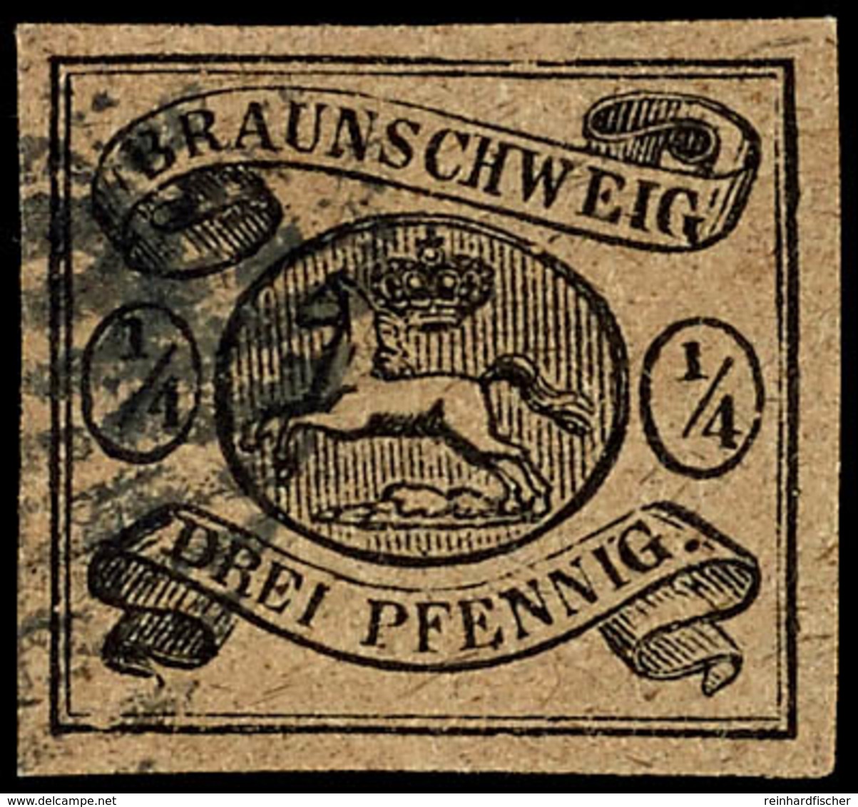 1746 1/4 Ggr Schwarz Auf Hell(gelb)braun Tadellos Gestempelt Und Allseits Breitrandig, Tiefst Gepr. Lange BPP, Mi. 320,- - Brunswick