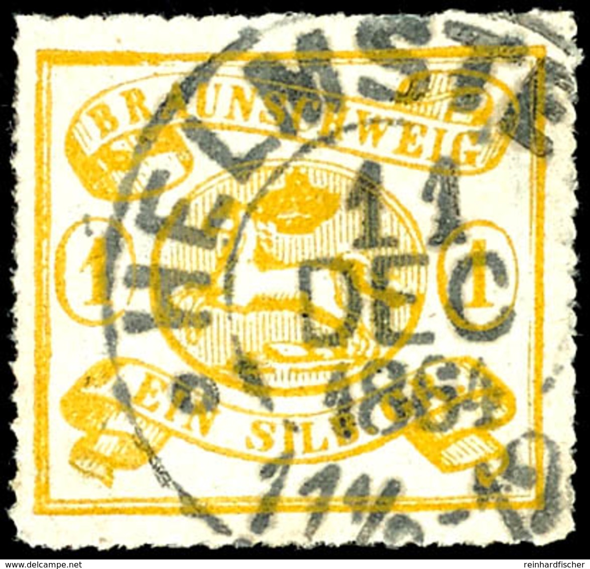 1757 1 Sgr. Lebhaftgelbocker Durchstochen, Zentrisch Gestempelt K2 "HELMSTEDT 11 DEC 1864", Tadellos, Kabinett, Gepr. La - Brunswick