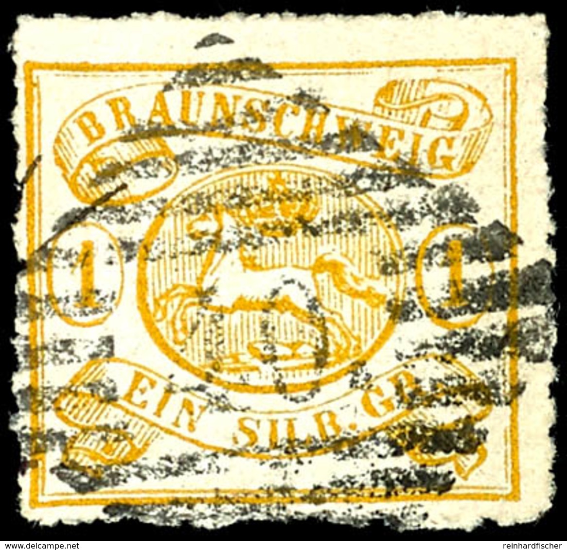 1759 1 Sgr. Lebhaftgelbocker Linienförmig Durchstochen, Zentrisch Gestempelt "40", Einwandfreier Durchstich (teils Inner - Brunswick