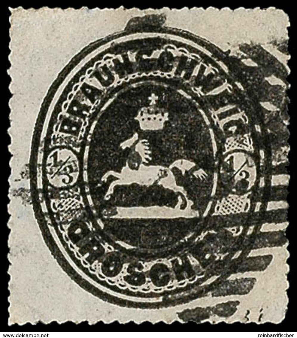 1761 1/3 Gr. Schwarz Gestempelt, Mängel, Erhöht Signiert Lange, Mi. 480.-, Katalog: 17 O - Braunschweig