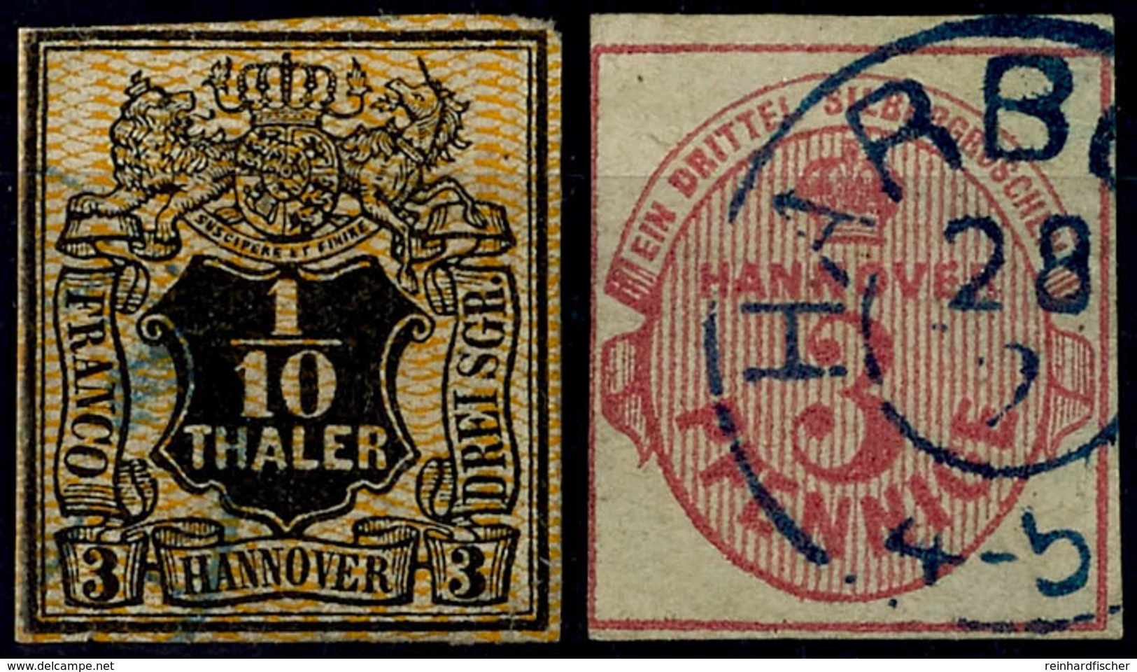 1772 1/10 Thaler Und 3 Pfennige Gestempelt, Jeweils Erhöht Gepr. Berger BPP, Mi. 310,--, Katalog: 7a + 13a O - Hanover