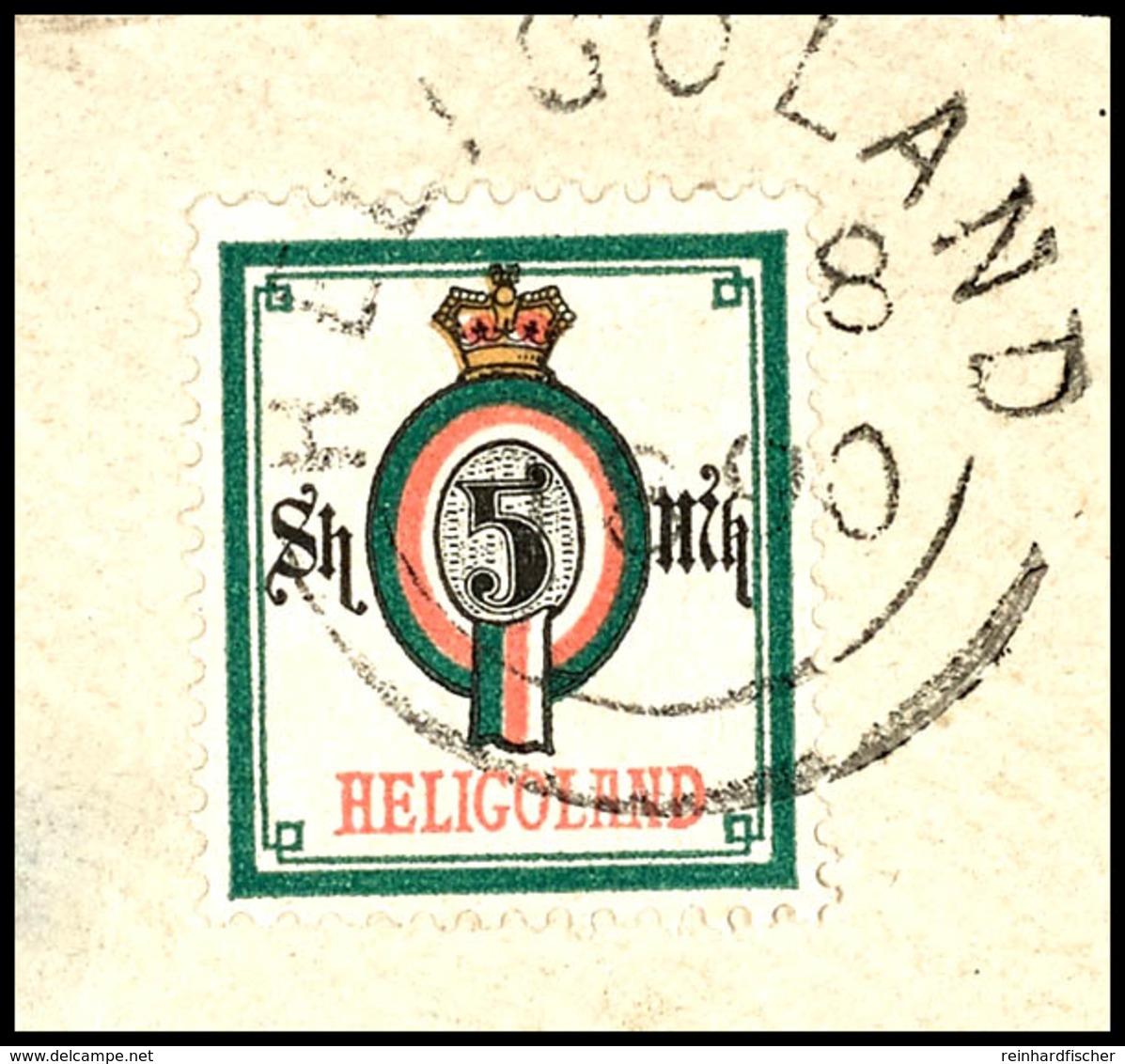 1794 5 Mark Wertziffer Im Oval, Farbfrisches Und Vollzähniges Stück Der Seltenen Marke,  Entwertet Mit Rundstempel (Type - Heligoland