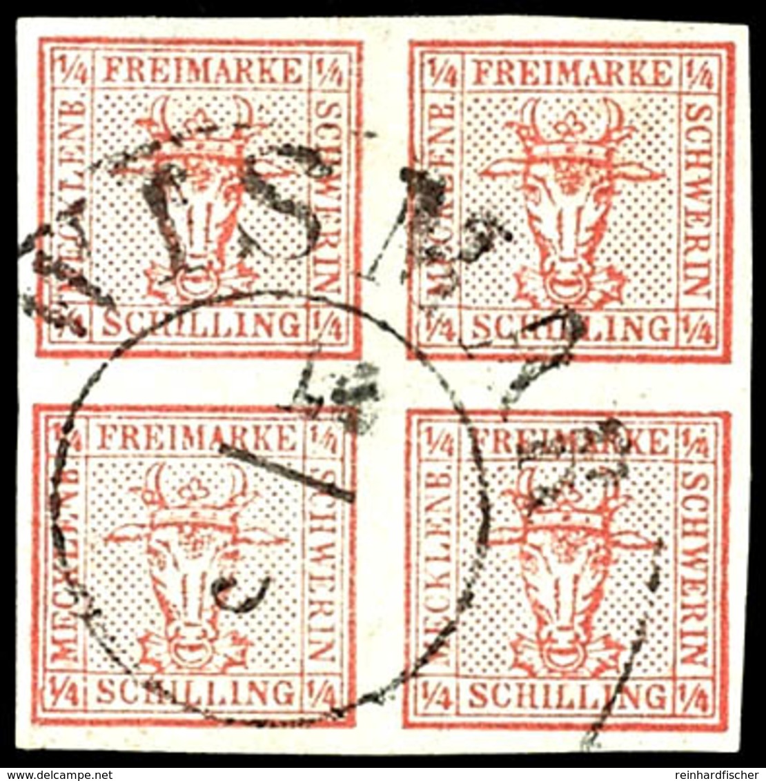 1796 4/4 S.graurot, Zentrisch Gestempelt K2 "WISMAR 10/3", Allseits Vollrandig, Tadelloses Kabinettstück, Gepr. Krause,  - Mecklenburg-Schwerin