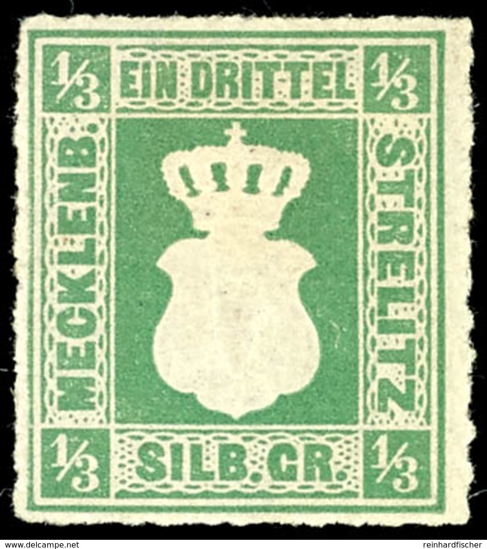 1798 1/3 S. Olivgrün, Tadellos Ungebraucht, Allseits Vollständiger Durchstich, Mi. 110.-, Katalog: 2 * - Mecklenburg-Strelitz