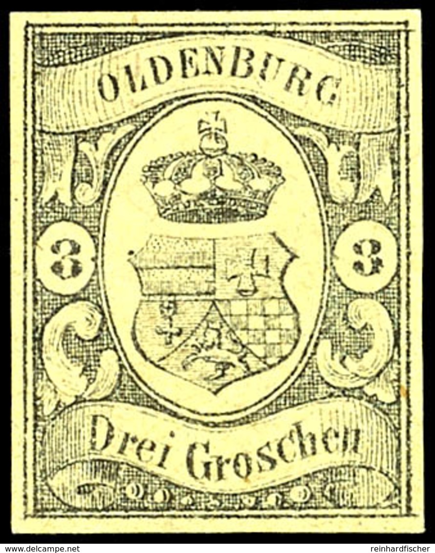1801 3 Gr. Auf Mittelgraugelb, Tadellos Ungebraucht Ohne Gummi, Allseits Gleichmäßig Voll Gerandet, Fotobefund Stegmülle - Oldenburg