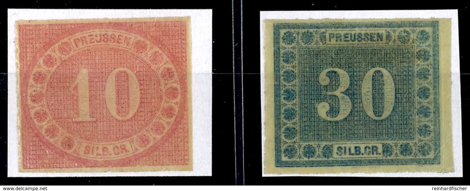 1848 10 U. 30 Sgr. Innendienst, Zwei Farbfrische Prachtstücke, Ungebraucht Mit Originalgummierung, Katalog: 20,21 * - Other & Unclassified