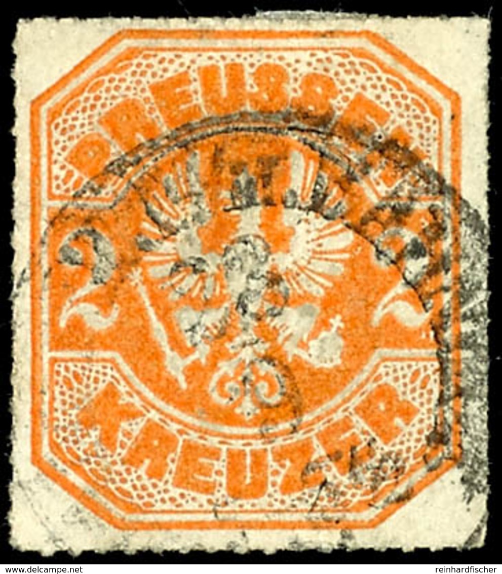 1852 2 Kr. Orange, Zentrisch Gestempelt K1 "BAHNPOST 28/9", Allseits Vollständiger Durchstich, Farbfrisch, Tadelloses Ka - Other & Unclassified