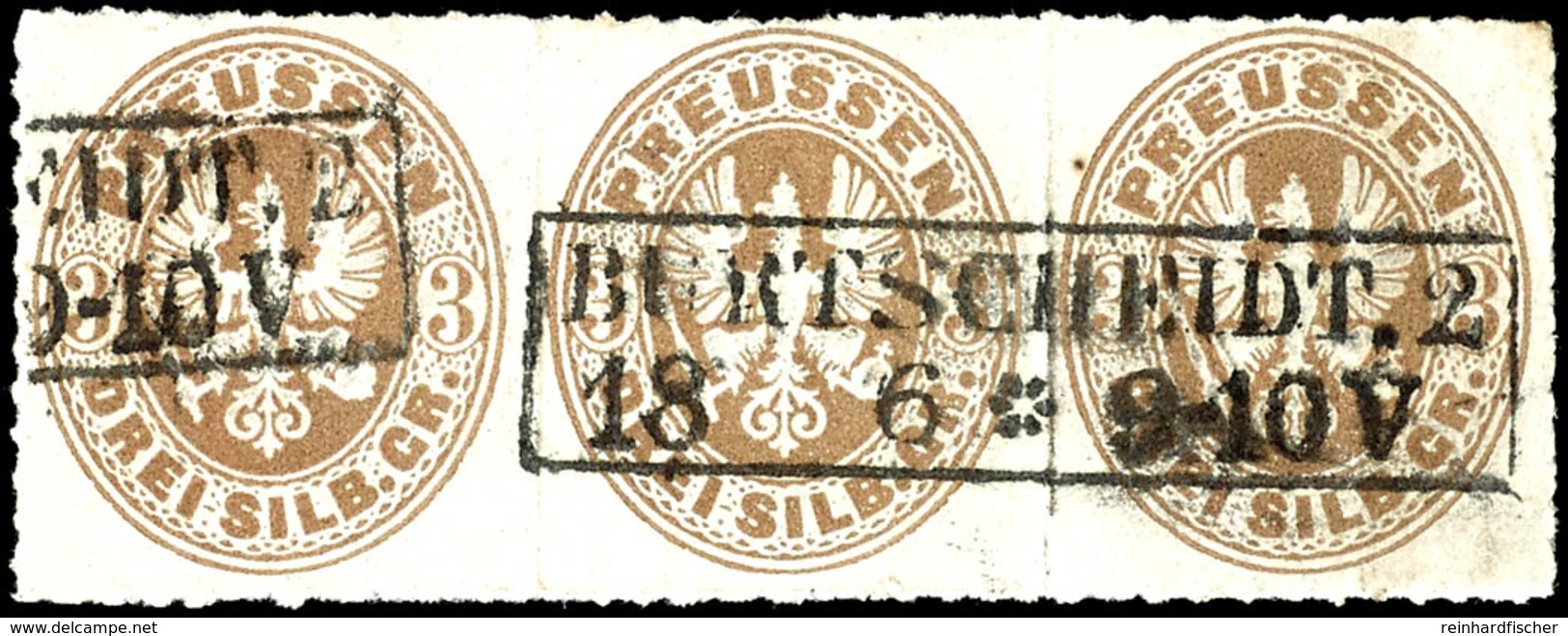 1861 "BURTSCHEIDT.2" - R2, OPD Aachen, Herrlich Klar Und Geradesitzend Auf Waager. Dreierstreifen 3 Sgr. Wappen, Rechte  - Other & Unclassified