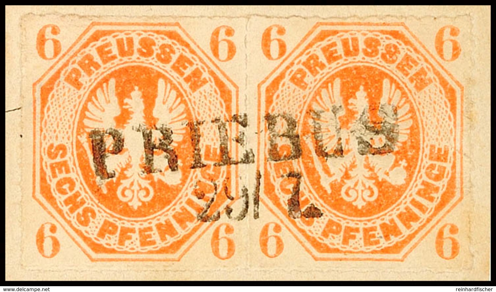 1867 "PRIEBUS 29/7." - Vorphila-L2, OPD Liegnitz, Klar Auf Waager. Paar 6 Pfg, Wirkungsvoll Auf Einer Fremdunterlage Haf - Andere & Zonder Classificatie