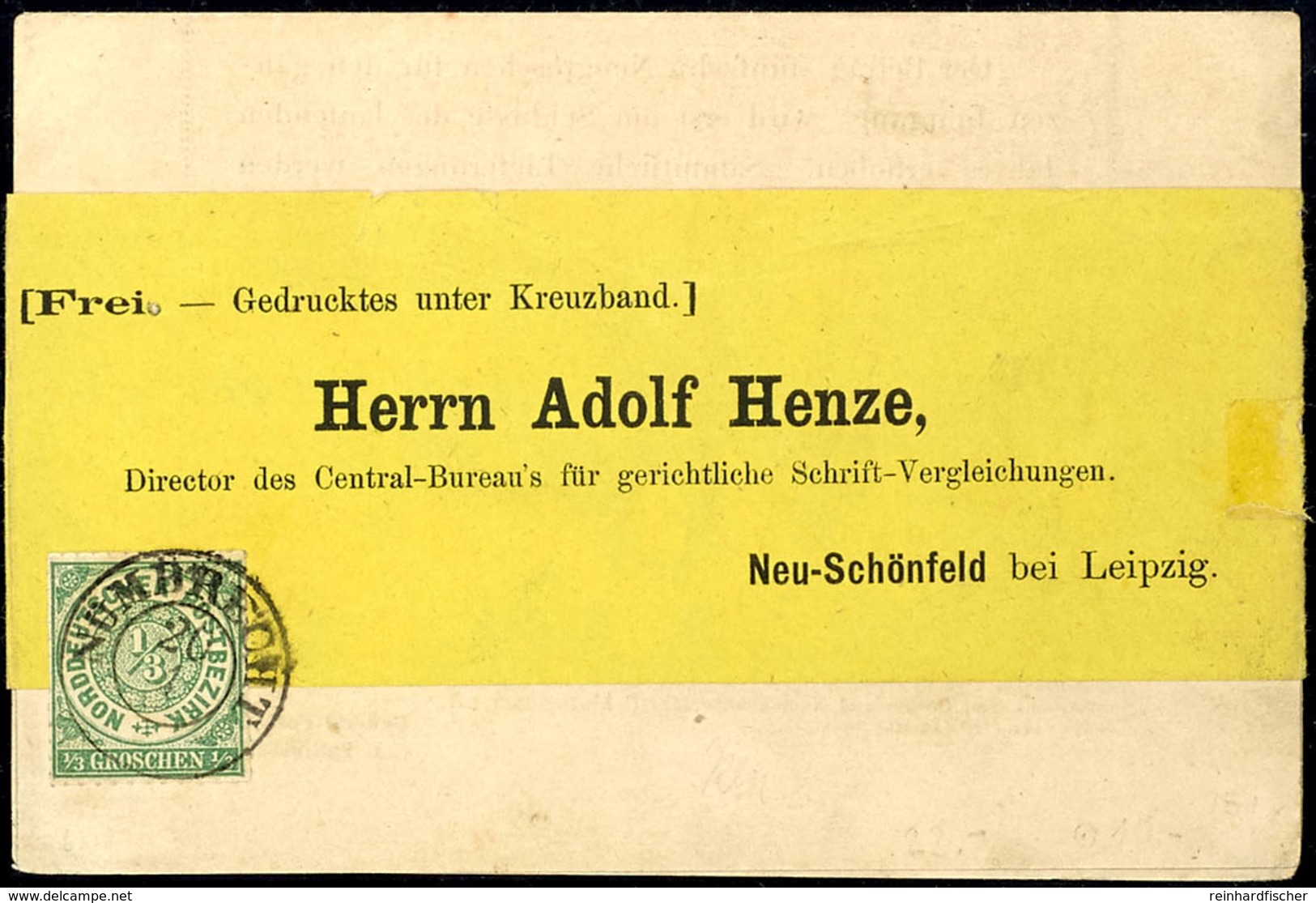 1889 "NÜMBRECHT" - K2 In Schwarz Auf Henze-Streifband Mit 1/3 Groschen NDP Durchstochen., Katalog: NDP2 BF - Other & Unclassified