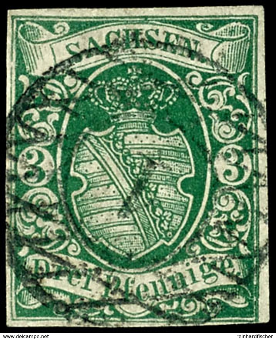 1898 3 Pfg Dunkelgrün, Spätere Auflagen, Ideal Zentrisch Gestempelt "1" DRESDEN, Allseits Vollrandig, Tadelloses Kabinet - Other & Unclassified