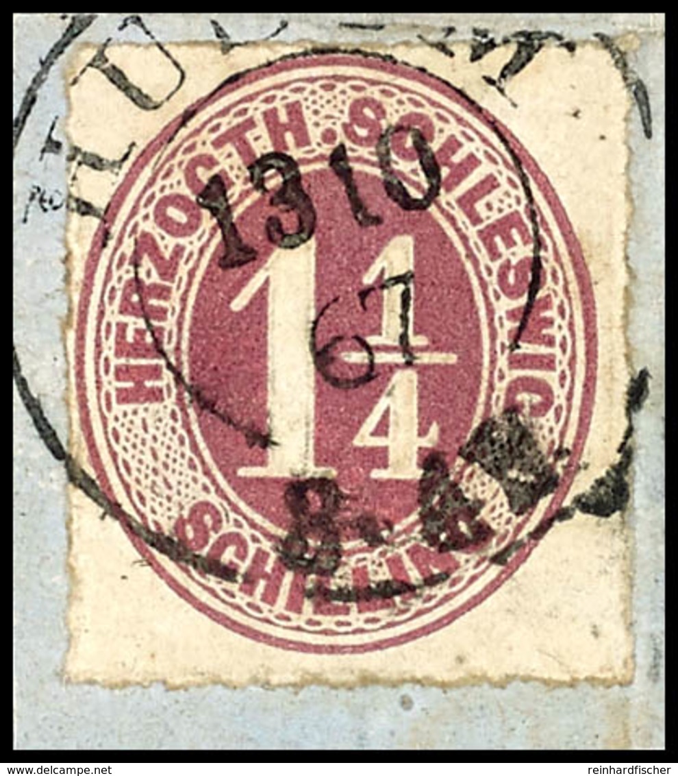 1909 1 1/4 Sch. Lebhaftrötlichlila, Kabinettbriefstück Mit K2 "HUSUM 13 10 67", Je Tiefst Gepr. Drahn Und Möller BPP, Ka - Schleswig-Holstein