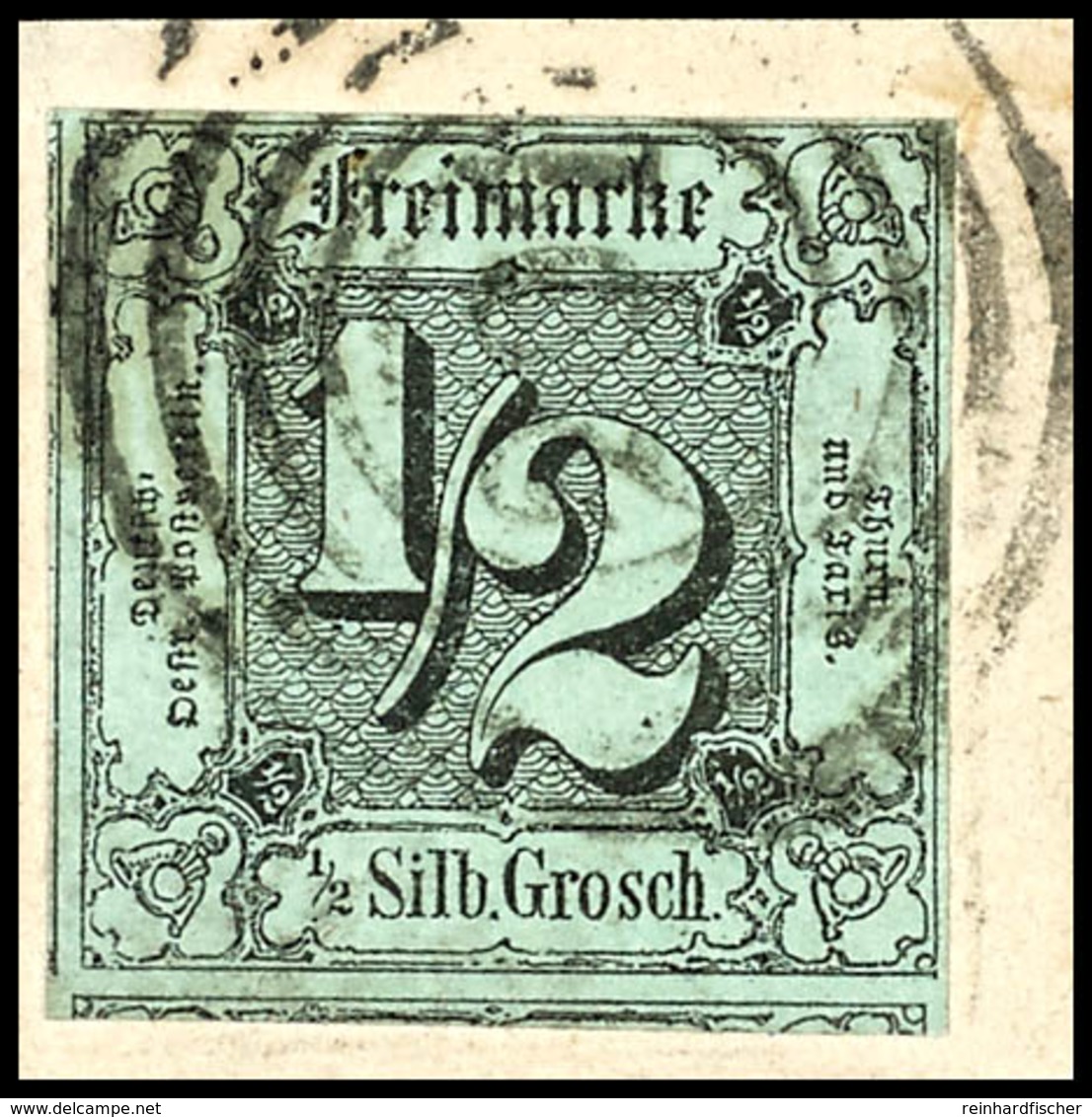 1922 1/2 Sgr. Auf Bläulichgrün Auf Kleinem Briefstück Mit Zentrischem Vierringstempel 291 Von Gera, Allseits Voll- Bis ü - Andere & Zonder Classificatie