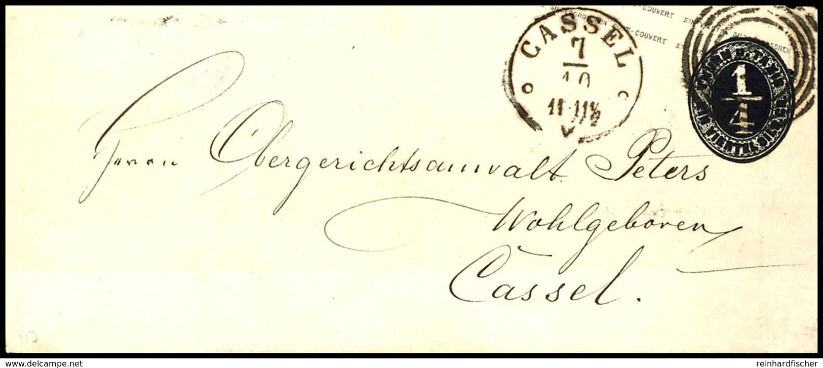 1943 1/4 Silbergroschen Schwarz, Ganzsachenumschlag 147 X 63 Mm, Als Ortsbrief "CASSEL 7/10" Gelaufen, Wertstempel Durch - Other & Unclassified