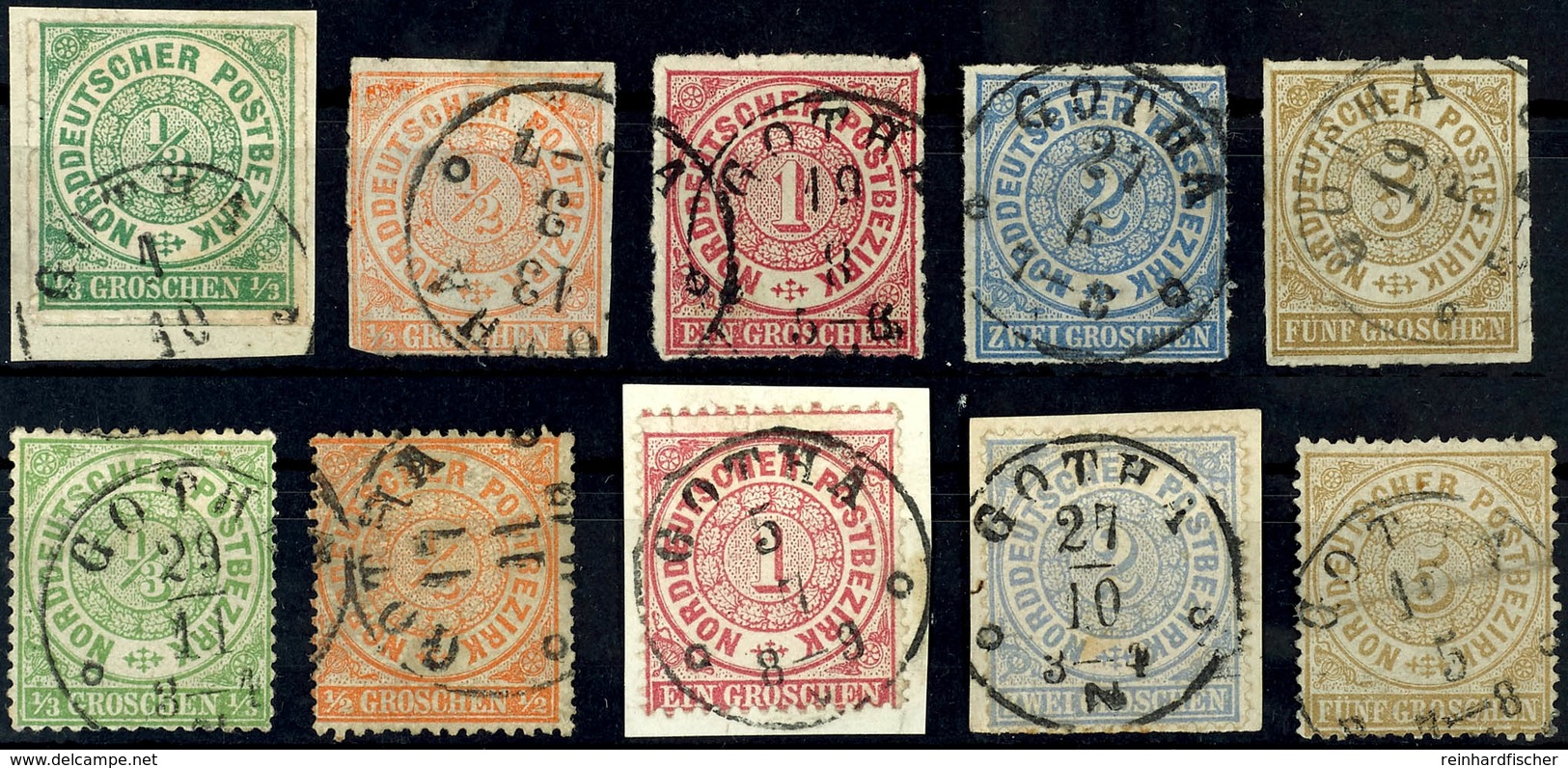 1953 "GOTHA" - K1 Mit Ringeln, Kollektion Auf 10 Versch. NDP-Marken, Kl. Mgl. Bis Kabinett, Katalog: NDPex2/18 O/BS - Sonstige & Ohne Zuordnung