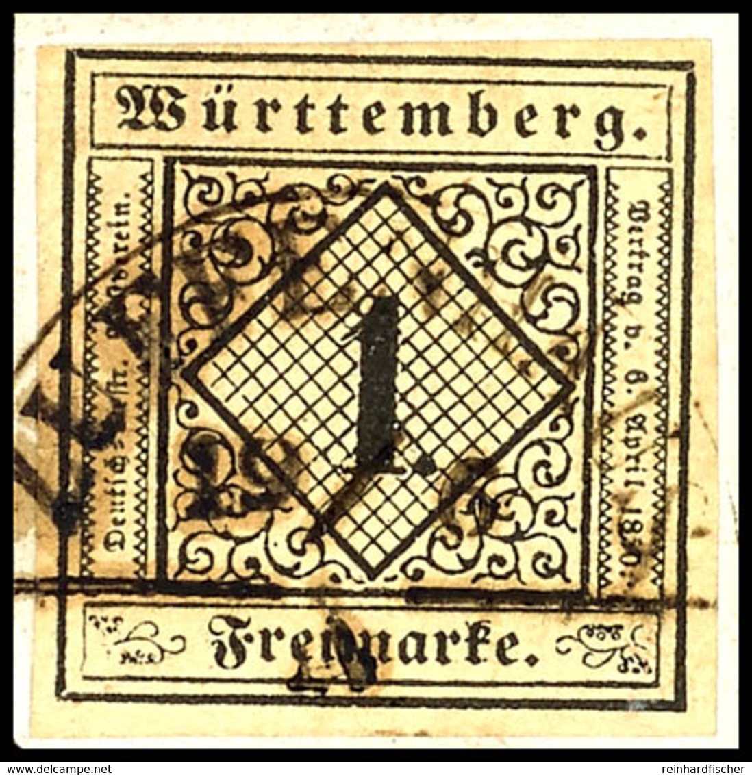 1975 1 Kreuzer Auf Chromgelb, Schmal Bis Breitrandig, Mit Geradem Und Vollem Bahnpoststempel "ZUFFENHAUSEN 19.6." (TYPE  - Sonstige & Ohne Zuordnung