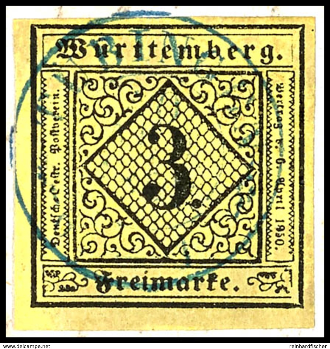 1977 3 Kreuzer Auf Rötlichgelb, Allseits Breitrandig, Mit Dh "TÜBINGEN" Auf Briefstück, Kabinett, Doppelt Signiert Thoma - Sonstige & Ohne Zuordnung