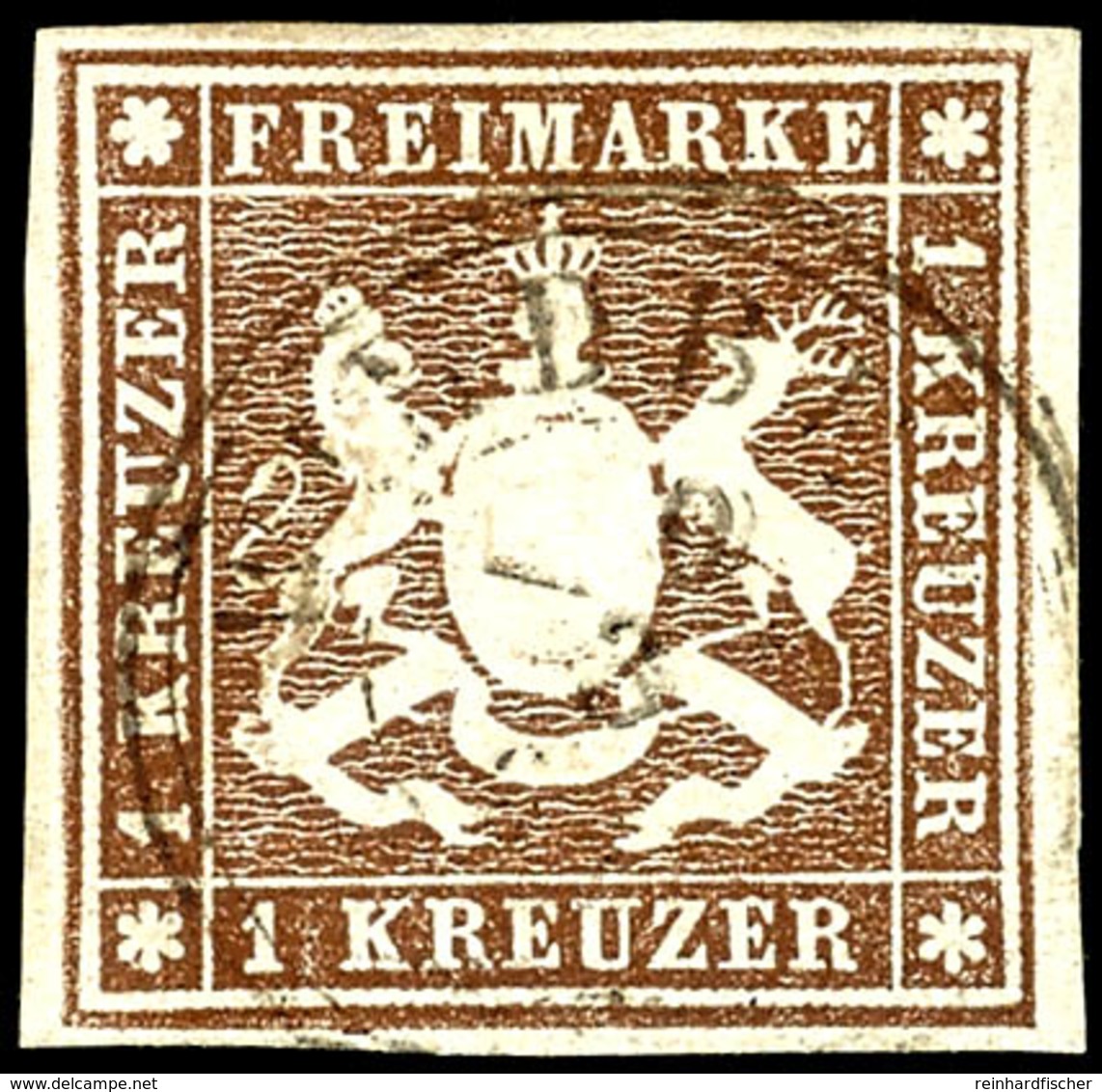 1993 1 Kr. Orangebraun, Zentrisch Gestempelt K2 "WILDBERG 9/2", Allseits Breitrandig, Tadelloses Kabinettstück, Gepr. Pf - Sonstige & Ohne Zuordnung