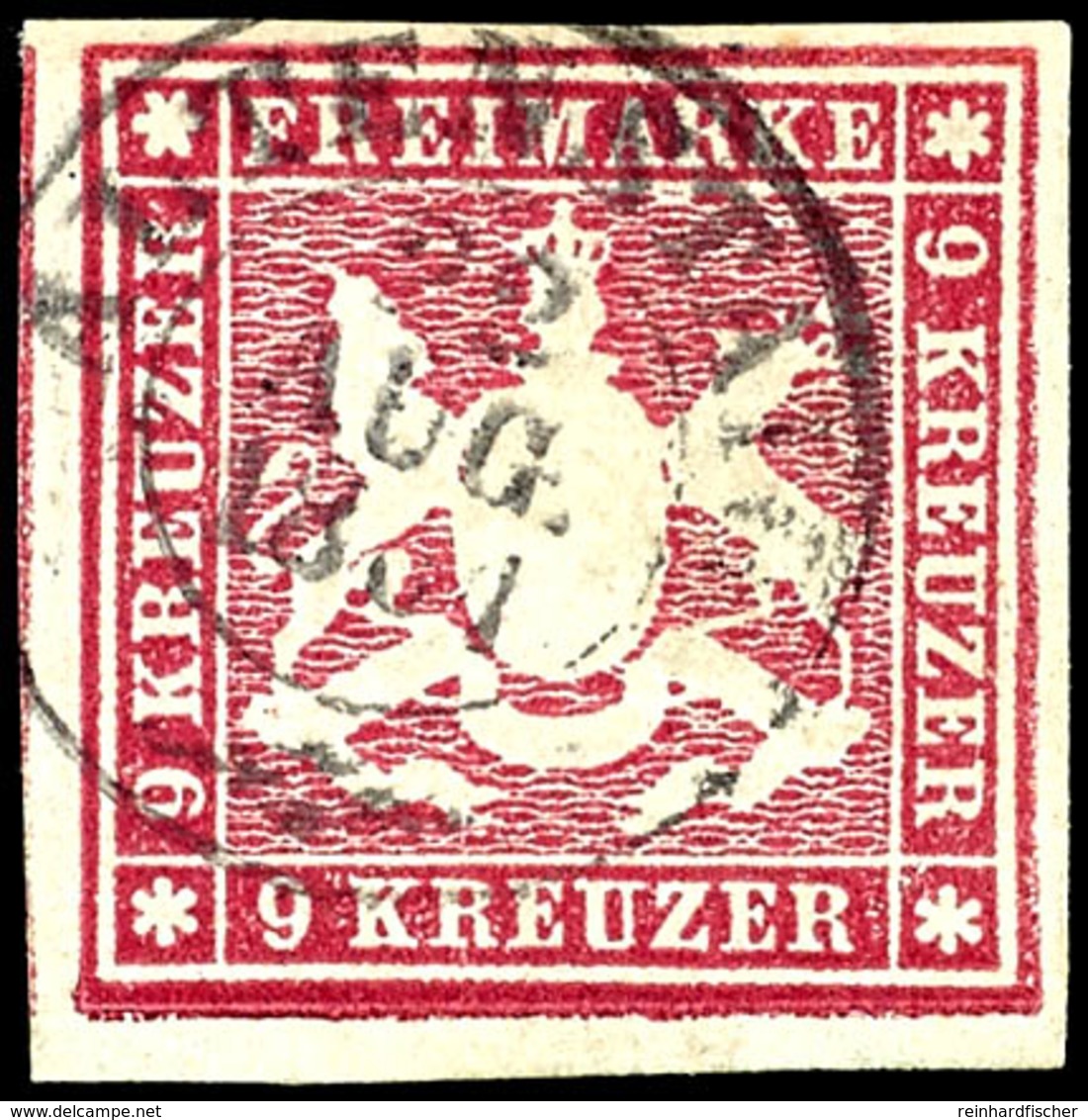 1995 9 Kr. Mittelrotkarmin, Zentrisch Gestempelt K2 "ALTENSTADT 22 AUG 1861", Allseits Breit- Bis überrandig, Links Soga - Andere & Zonder Classificatie