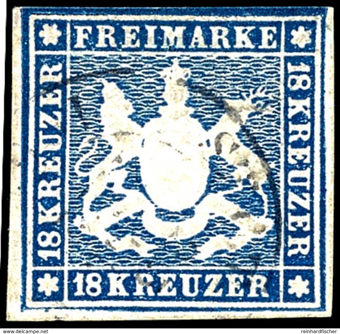 1996 18 Kreuzer Dunkelblau, Oben Leicht Tangiertes Sonst Breitrandig Geschnittenes Und Farbfrisches Exemplar Vom Oberen  - Sonstige & Ohne Zuordnung