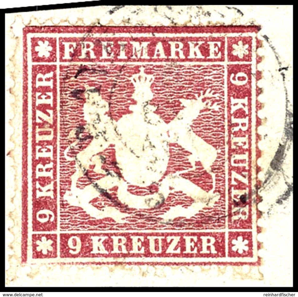 2000 9 Kreuzer Lilarot, Gest. Auf Briefstück, Zahnfehler, Signiert Irtenkauf BPP, Mi. 460.-, Katalog: 19yb BS - Andere & Zonder Classificatie