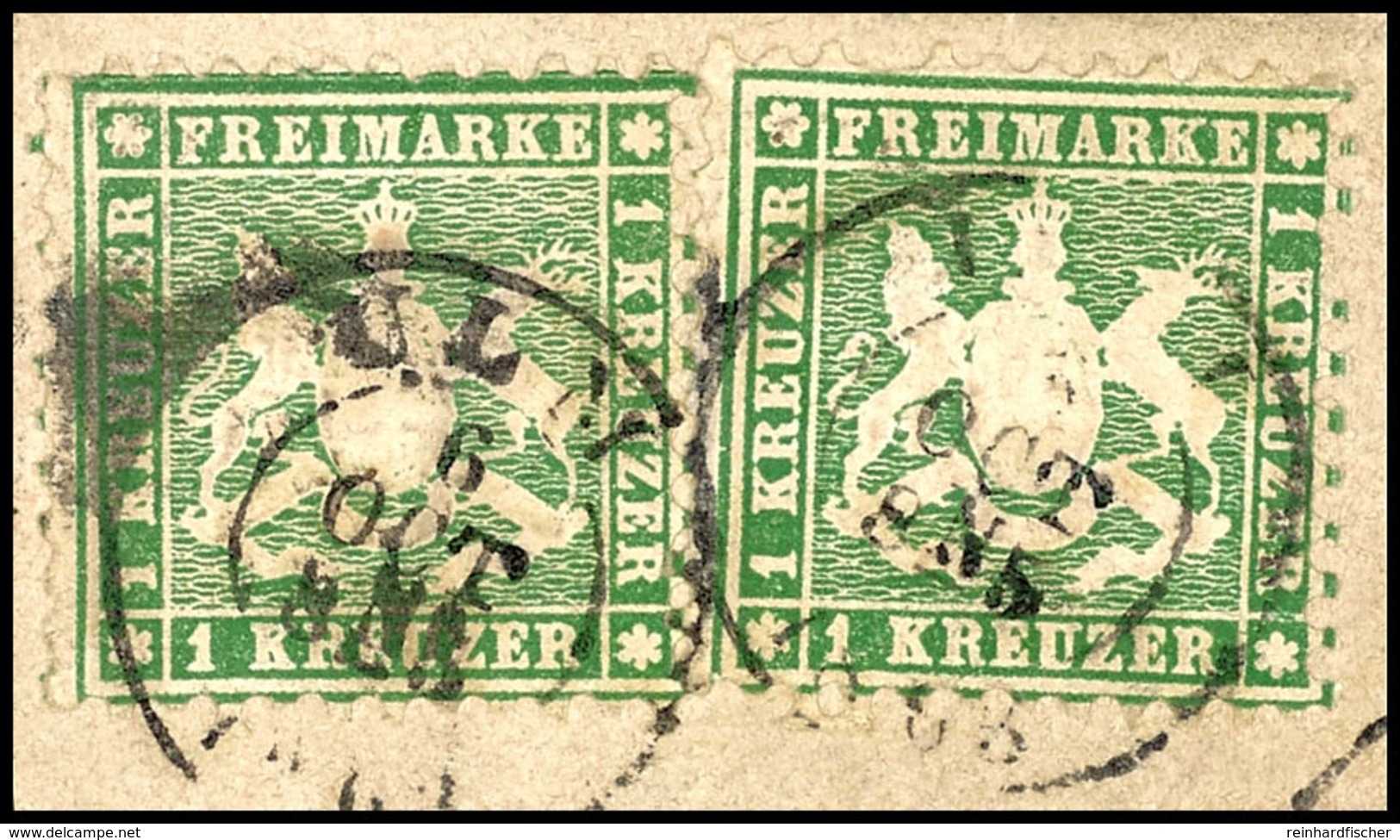 2007 1 Kr In B-Farbe Zweimal Tadellos Auf Briefstück Mit Zwei Stempelabschlägen "ULM 6 OCT", Mi. 240,--, Katalog: 25b(2) - Andere & Zonder Classificatie