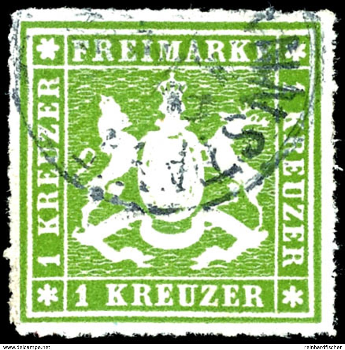 2014 1 Kreuzer In Seltener Grasgrüner Nuance, Gest. "CANSTADT", Tadellos, Signiert Heinrich BPP, Mi. 350.-, Katalog: 30b - Sonstige & Ohne Zuordnung