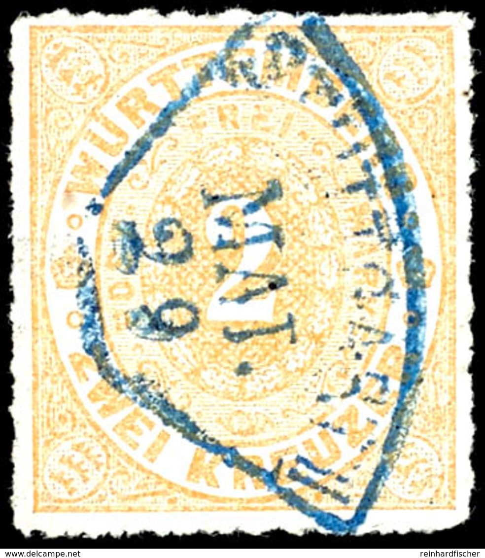 2020 2 Kreuzer Mattorange Mit Blauem Fächerstempel "STUTTGART MAI 29", Signiert W. Engel Und Thoma BPP, Mi. 170,-, Katal - Sonstige & Ohne Zuordnung