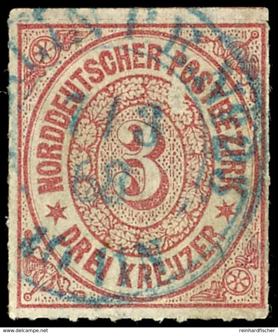 2068 3 Kr. Mittelrotkarmin, Allseits Vollständig Durchstochenes Exemplar Mit Zentrisch Aufgesetztem Blauen K2 "BERLIN P. - Other & Unclassified