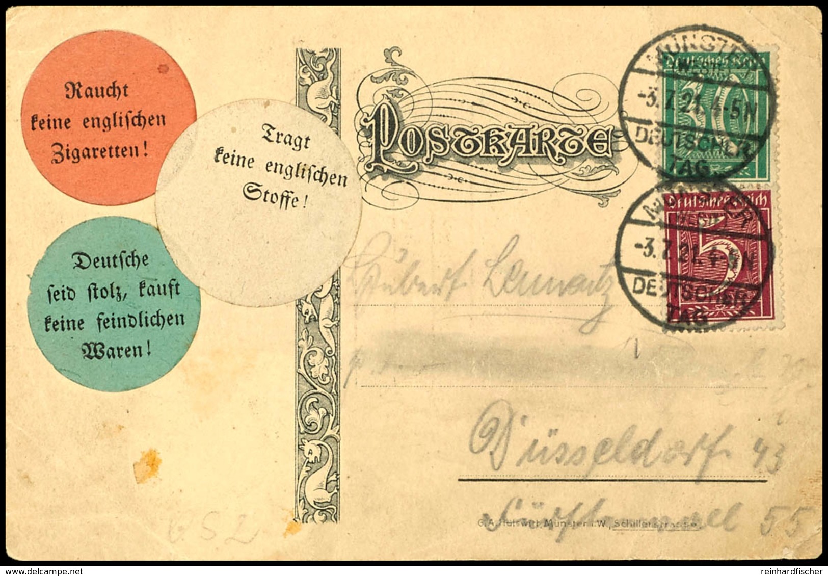 2079 "MÜNSTER DEUTSCHER TAG 3.7.21", Zwei Klar Auf Entsprechender Sonderkarte, Diese Fehlerhaft Mit Starken Knitterspure - Other & Unclassified