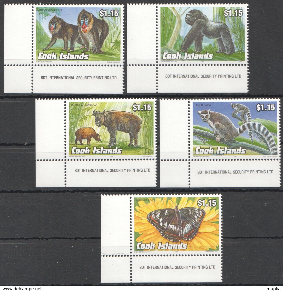 V1224 1993 COOK ISLANDS FAUNA ENDANGERED WILDLIFE ANIMALS 1SET MNH - Other & Unclassified