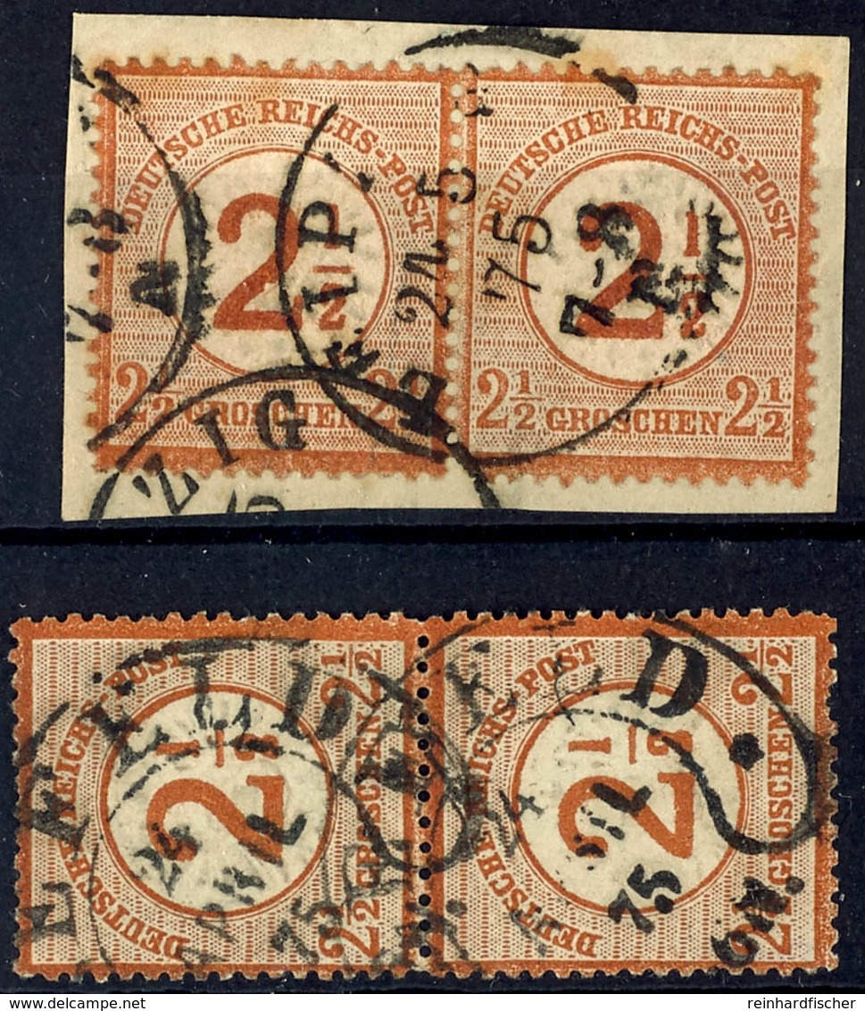 2163 2 1/2 A. 2 1/2 Gr. Im Senkr. Paar Mit Hufeisenstempel Von CREFELD U. Im Waager. Paar Mit Nachverwendeten NPD-Stempe - Sonstige & Ohne Zuordnung