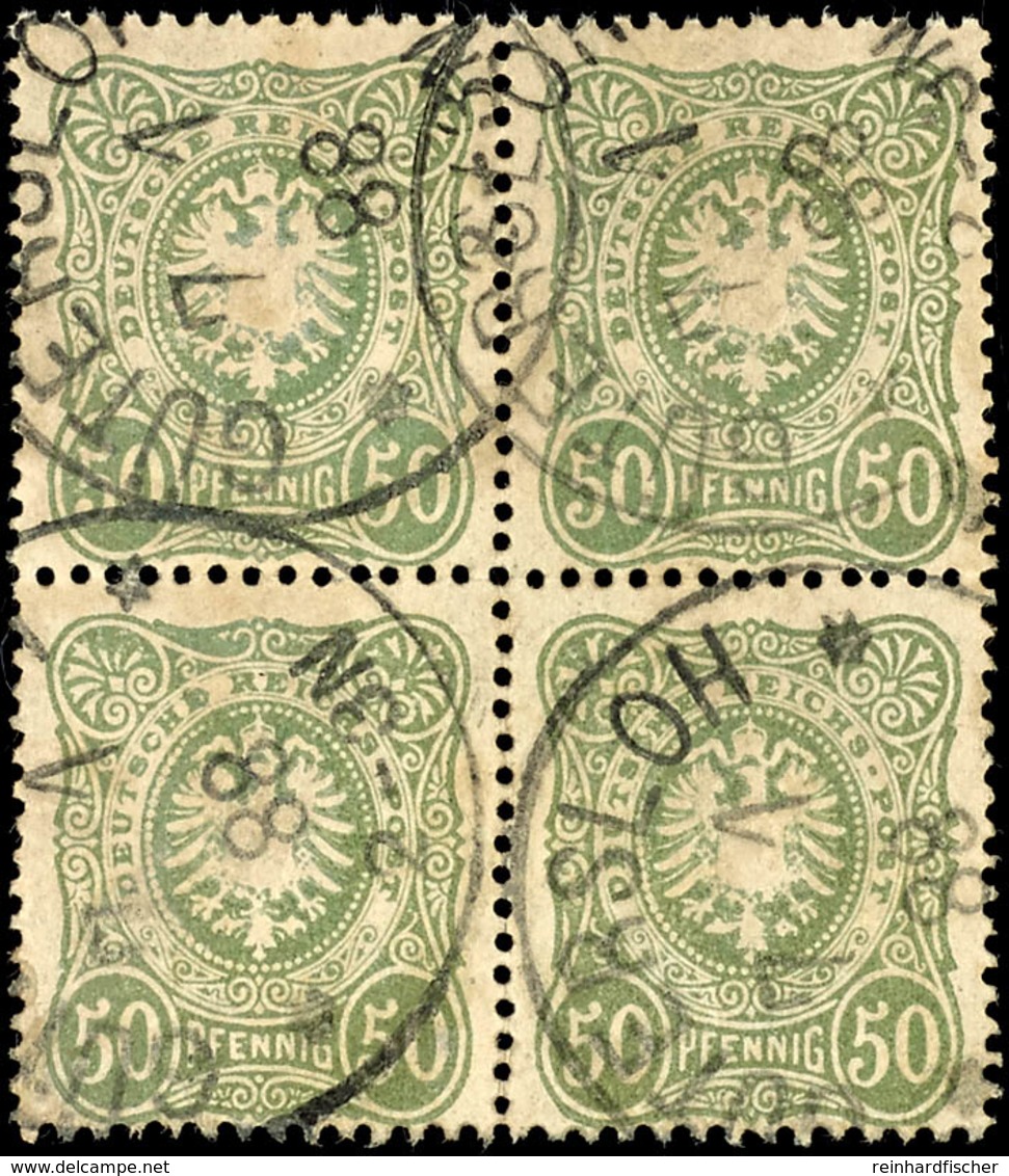 2219 50 Pf. Olivgrün, 4er-Block, Gest., Gepr. Zenker BPP, Mi. 128.-+, Katalog: 44c O - Sonstige & Ohne Zuordnung