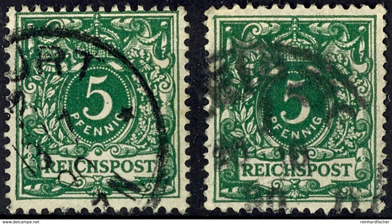 2228 5 Pf. Dunkelgrün, 2 Gest. Werte, Gepr. Zenker BPP, Mi.160.-, Katalog: 46aa O - Sonstige & Ohne Zuordnung