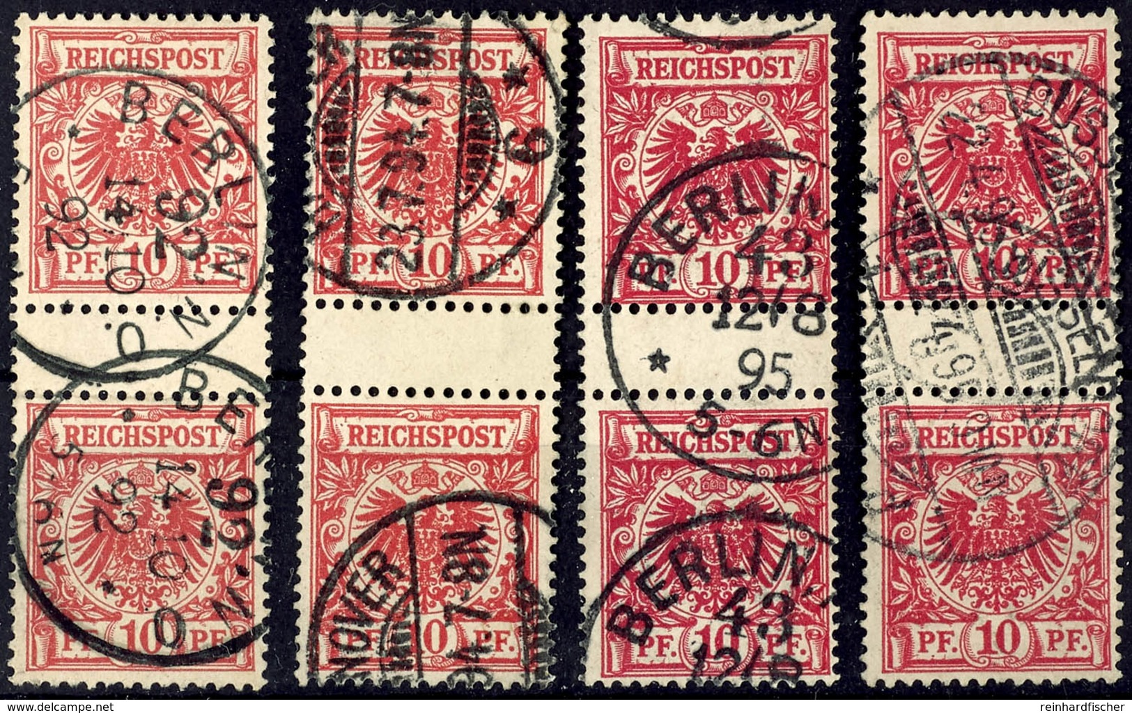 2237 4 Zwischenstegpaare Der Mi. 47b,c,d,da, Je Gestempelt, Alle Gepr. Jäschke-L. (Mi. 47ZSda Erhöht), Mi. 335.-, Katalo - Sonstige & Ohne Zuordnung