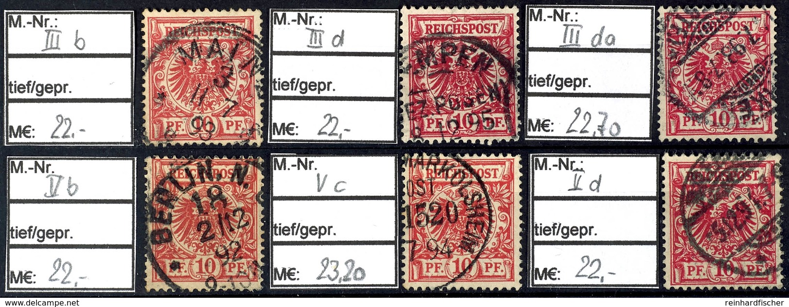 2243 Mi. 47bIII, DIII, DaIII, BV, CV Und DV, Je Gestempelt U. BPP-geprüft, Mi. 120.-, Katalog: 47b,u.a. O - Sonstige & Ohne Zuordnung