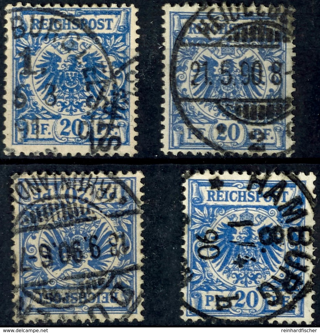 2252 20 Pf. Lebhaftlilaultramarin, 4 Gest. Werte, Geprüft Zenker BPP, Mi. 360.-, Katalog: 48aa O - Sonstige & Ohne Zuordnung